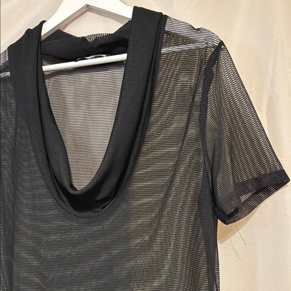 Black Sheer Blouse with Cowl Neck - Picture 3 of 3